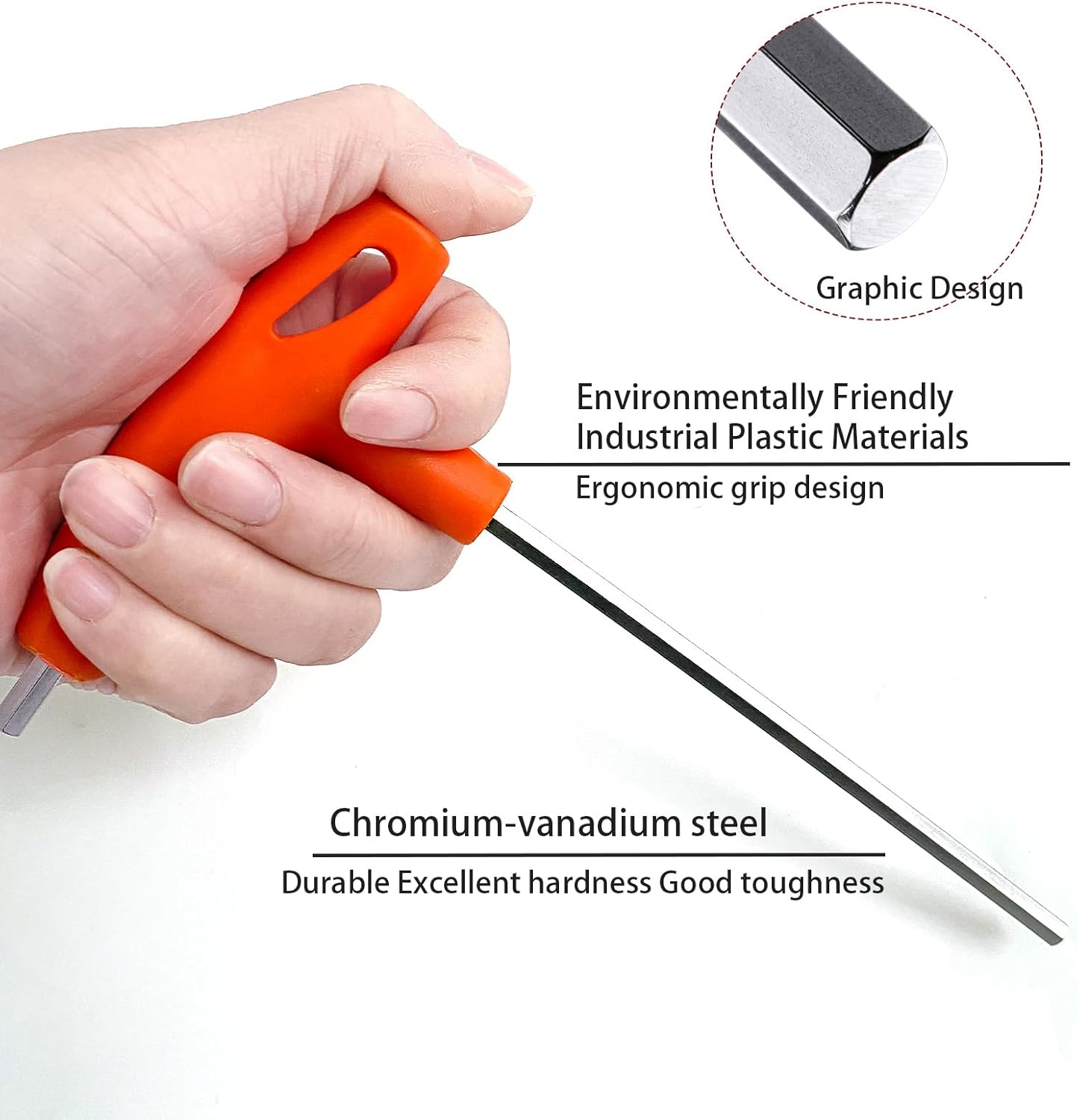 Hex Key Set T-Handle Long, 7-Piece Metric(2.5mm-10mm) Allen Wrench Set with Storage bag, CR-V Steel Hexagonal Tool Kit- Maintenance and Repair Tools, Orange