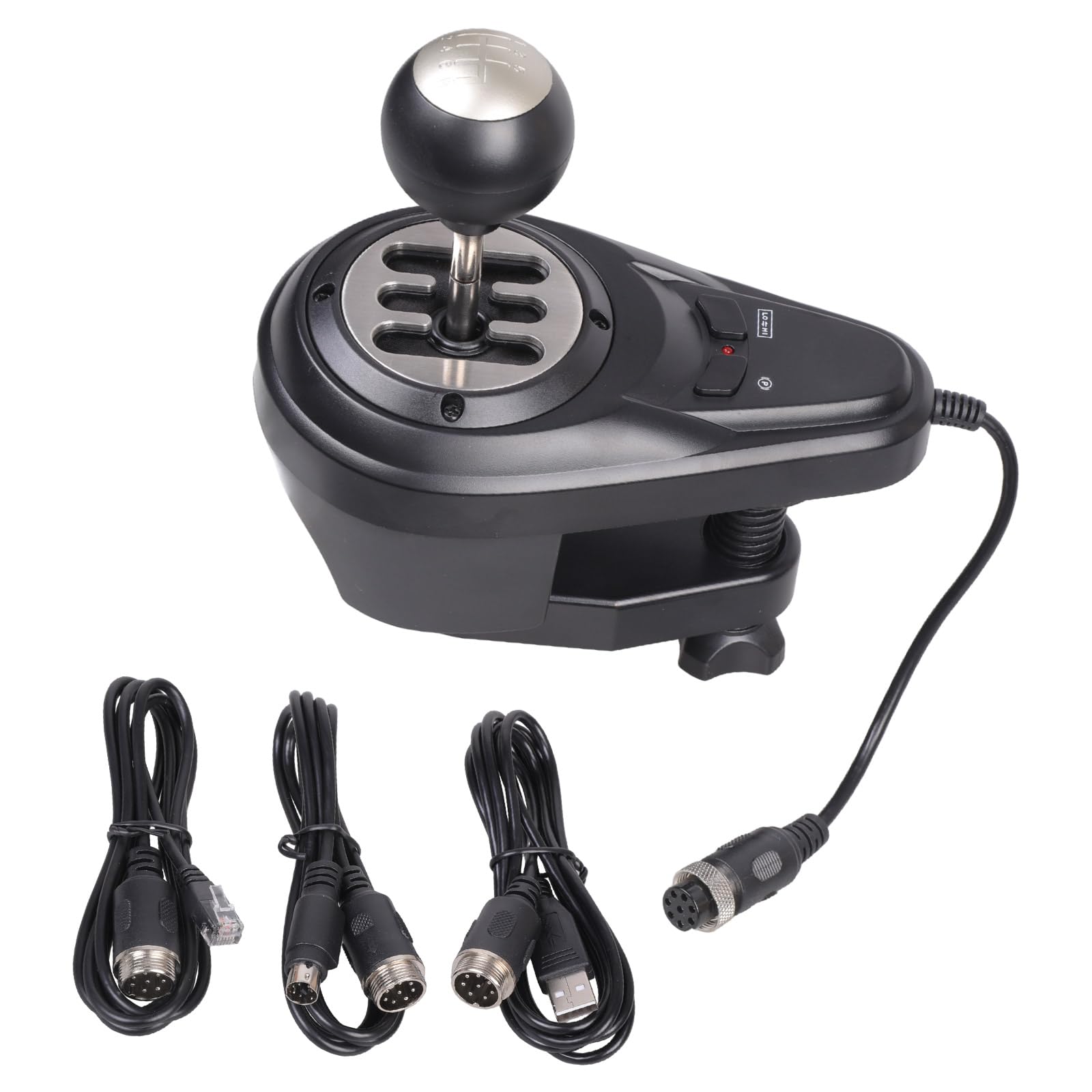 Plugs Play Palanca de cambios de 6+1 velocidades con función de freno de mano Modo de marcha atrás Abrazadera ajustable para simuladores de carreras de Caja de cambios Palanca de cambios