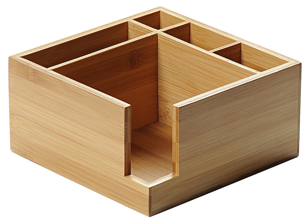 KESPER 70851 Servietten- und Besteckkasten aus FSC-Bambus, 5-fach