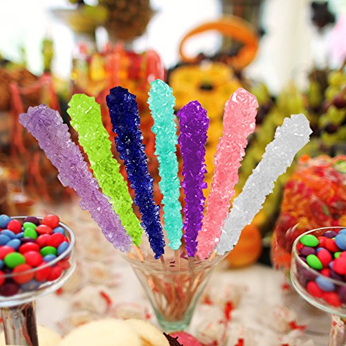 Extra Large Rock Candy Sticks: 36 Navy Blue Crystal Rock Candy Sticks - Blueberry - Individually Wrapped For Party Favors, Candy Buffet, Showers, Receptions, Bridal And Baby Showers - Bulk Candy #TOP5