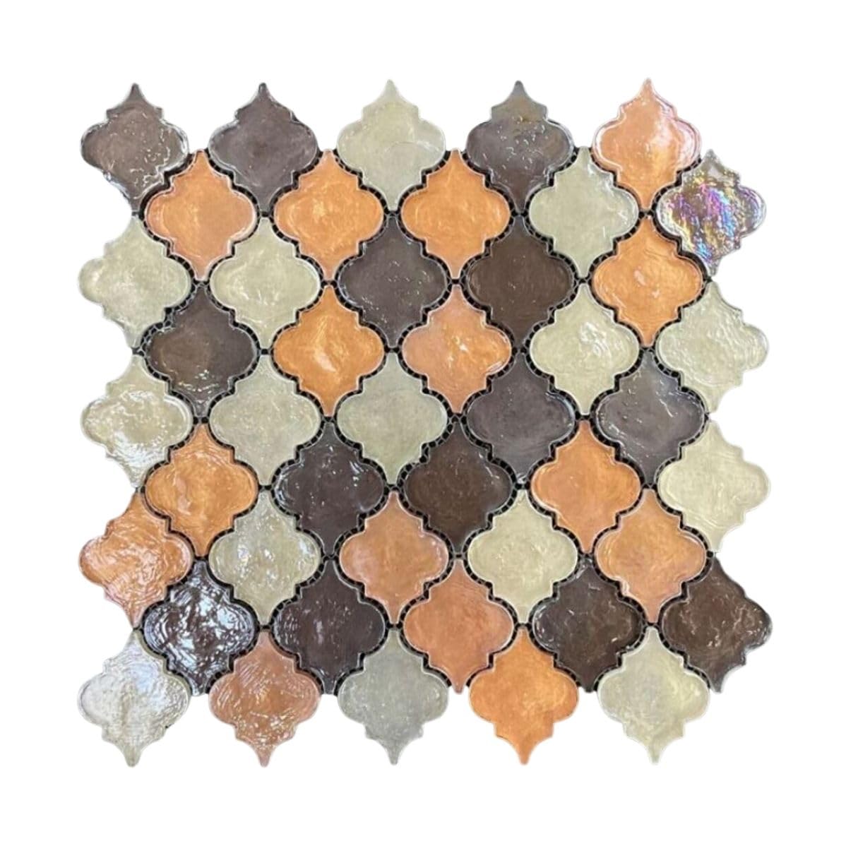 Casablanca Autumn Lantern Glitter Glowing Orange Brown Glass Mosaic Wall Tile for Kitchen Backsplash, Bathroom Shower, Accent Decor (Box of 5 Sheets)