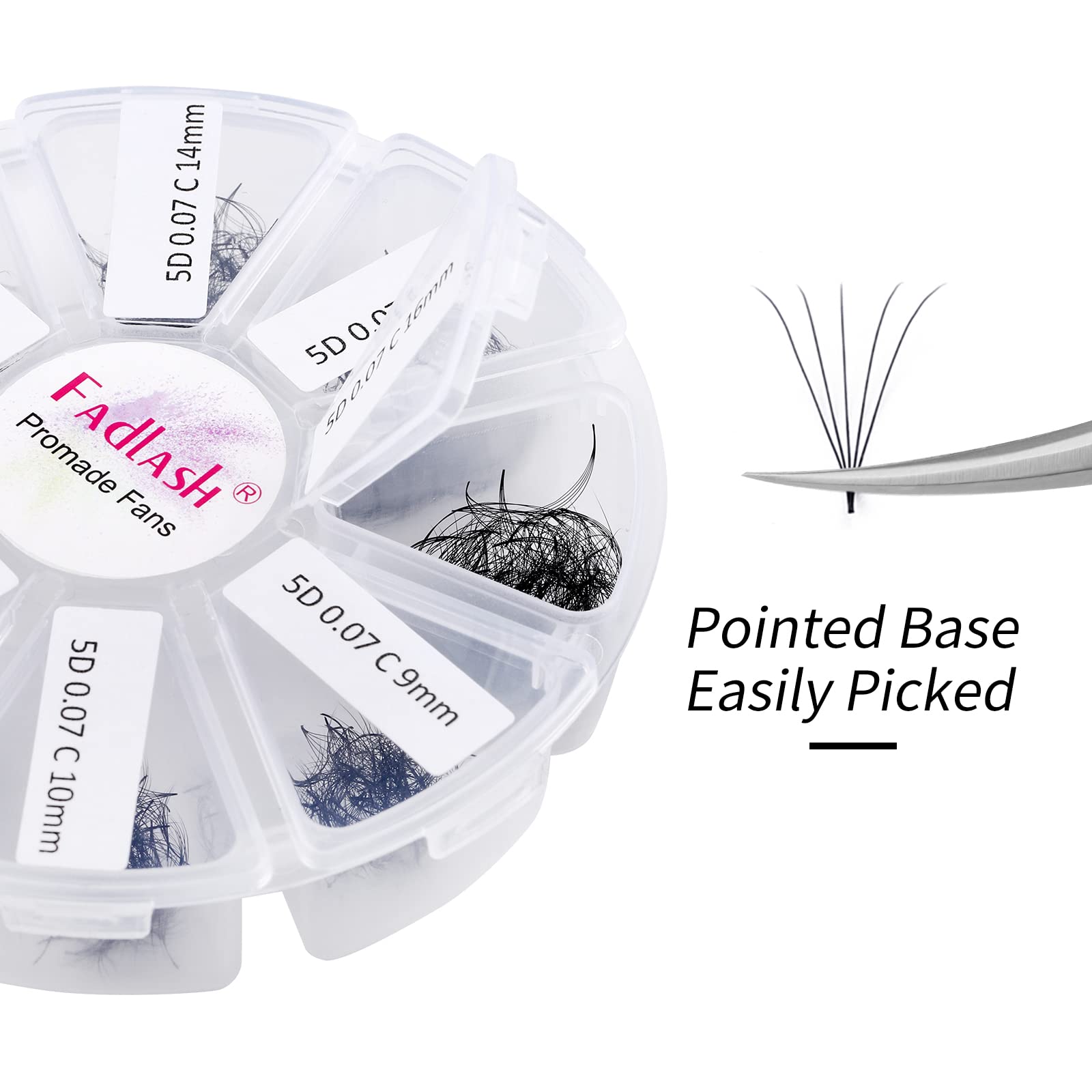 Premade Volume Eyelash Extensions 5D 0.07 C Curl 1000pcs Russian Lashes 9-16mm Mixed Tray Pre-Made Russian Lashes Handmade Promade Loose Fans - Image 2