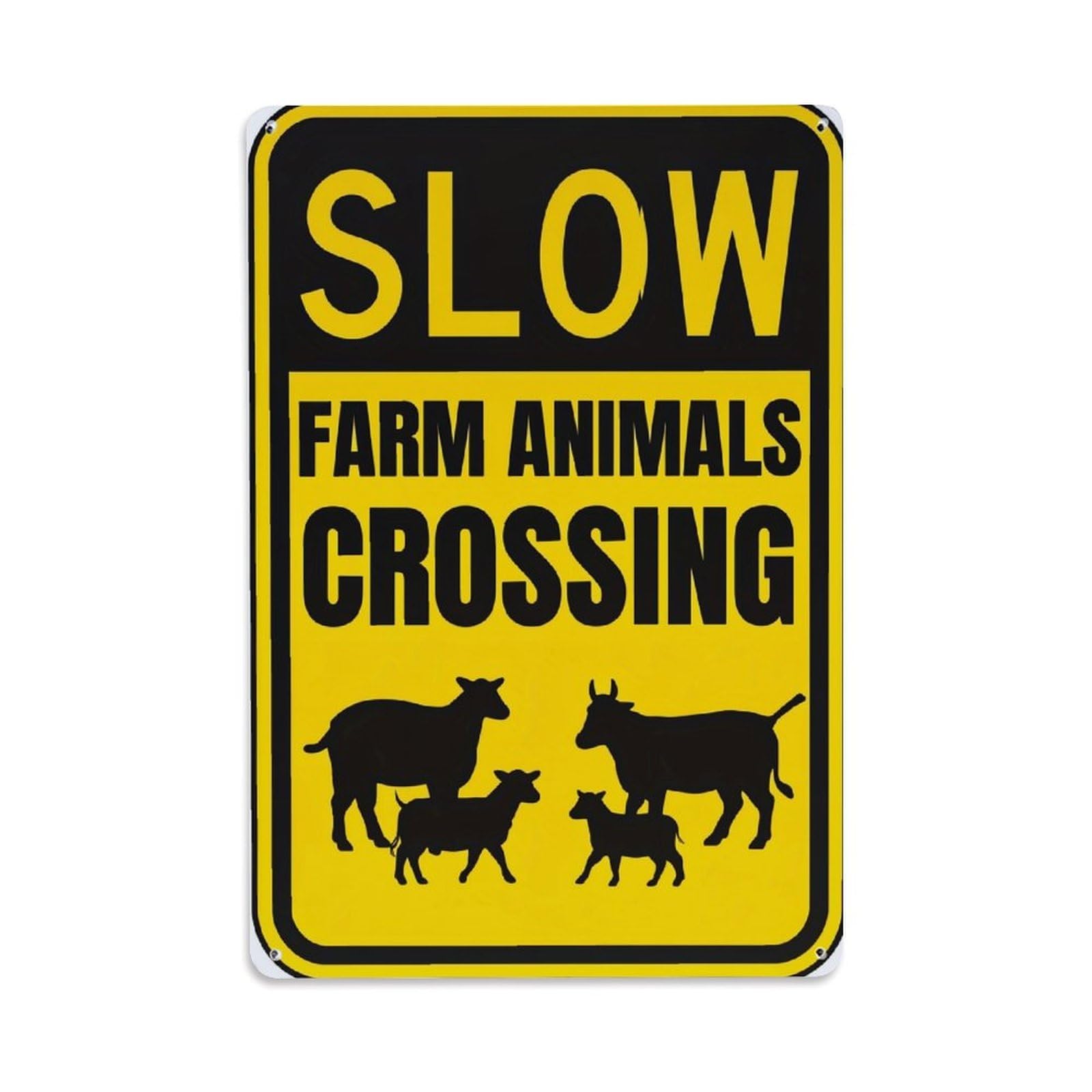 Slow Farm Animals Crossing Sign Retro Metal Tin Sign, Vintage Decor Art Poster for Bar, Home, Man Cave, Kitchen, Laundry Room Gift 8x12Inch