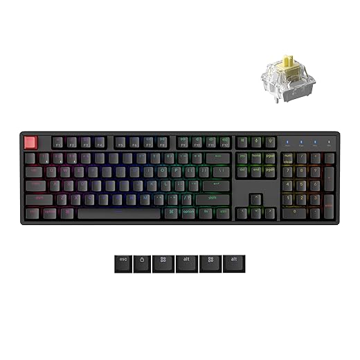 Keychron K10 QMK Bluetooth Wireless/Wired Mechanical Keyboard, Full-Size Layout Hot-Swappable Gaming Keyboard with Keychron Super Banana Switch, RGB Backlit, Aluminum Frame for Mac/Windows-Version 2