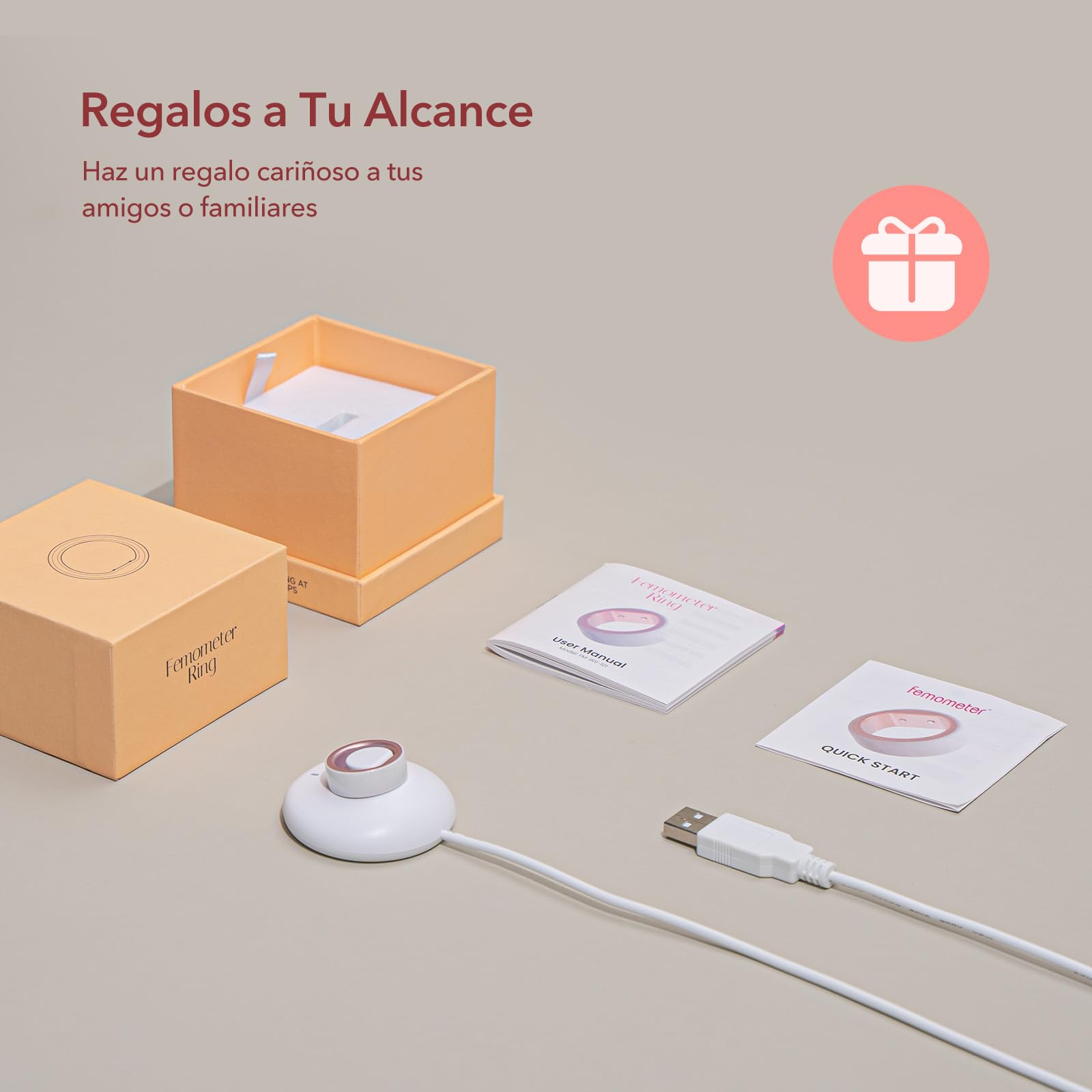 Femometer Anillo Inteligente para Seguimiento de Fertilidad y Ovulación, Sensor de Temperatura con Sincronización Automática (Talla 8)