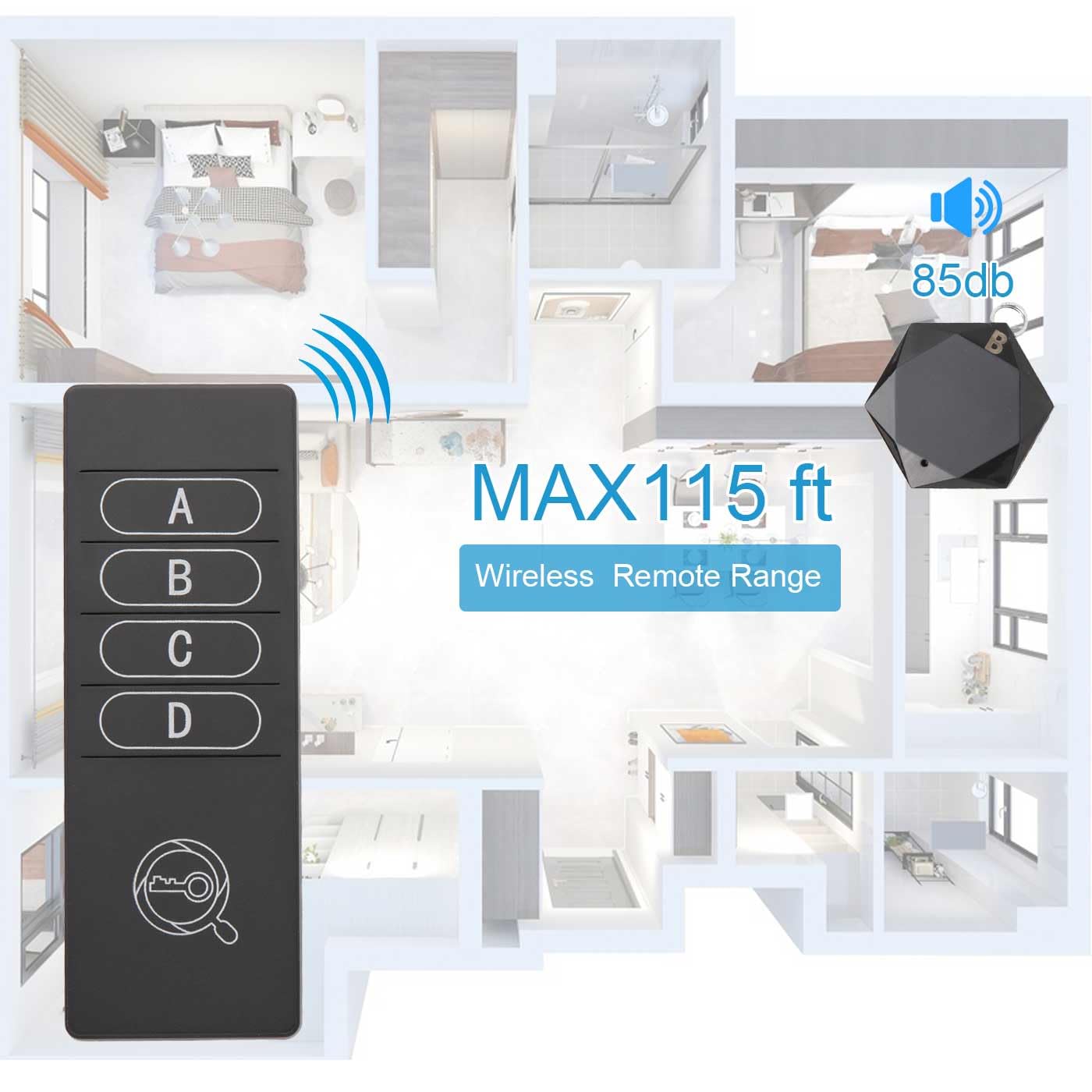 Localizzatore di controllo remoto con suono, da utilizzare per guardare il telecomando della TV, chiavi, ecc | 100ft Wireless Remote Range, Ricevitori Suono 85db, Nessuna App