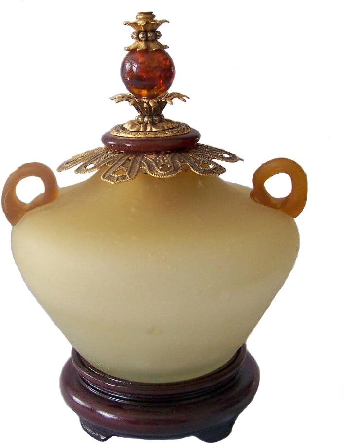 Connie Sicotte Designs Beautiful Amber Russian Mouth Blown Glass Oil Lamp