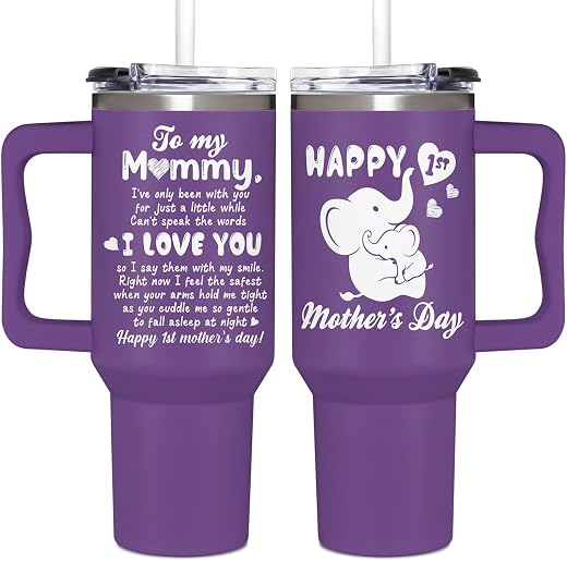 AT2Z GLOBAL First Mothers Day Gifts For New Mom, Daughter From Baby, Sister, Son - 1st Mothers Day Gifts - 40oz Tumbler Wi...