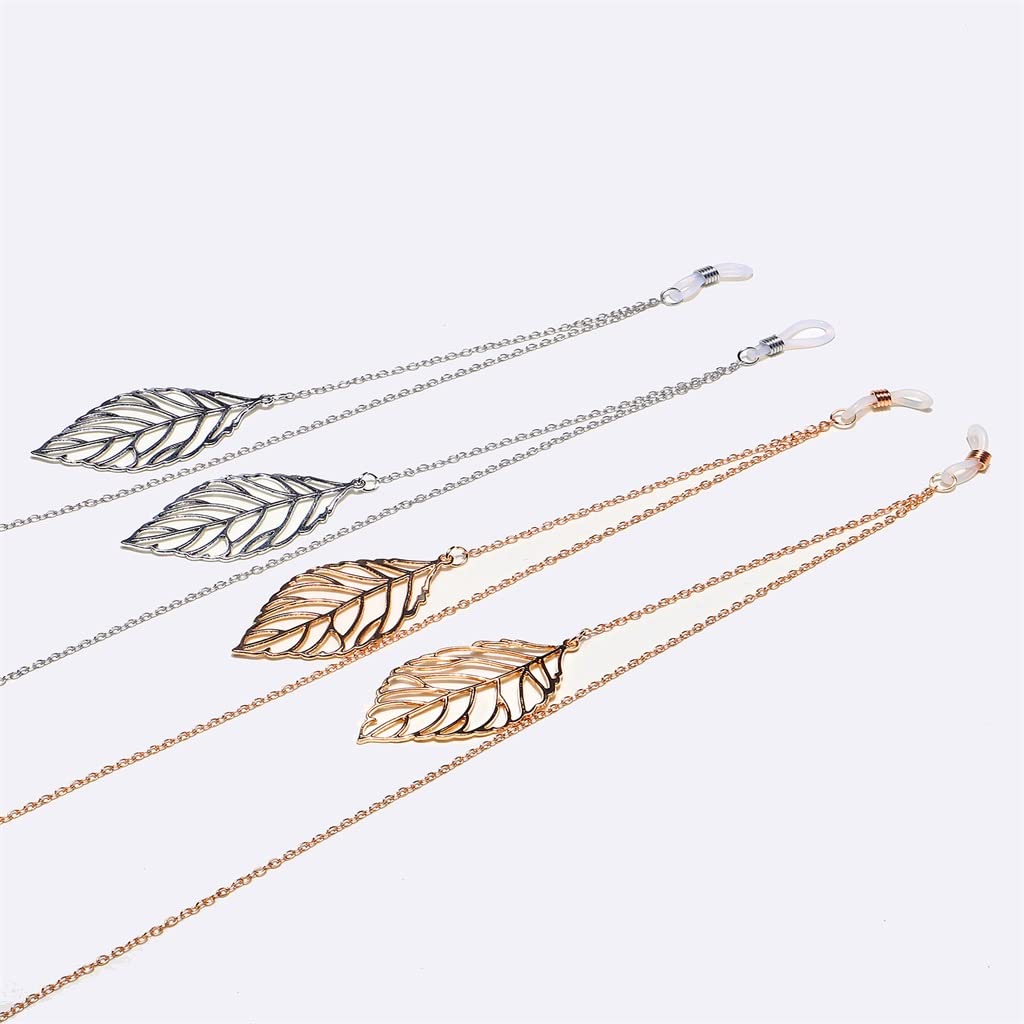 Metall-Brillenkordel, Blattgold-Anhänger, Brillenkette, Modeaccessoires