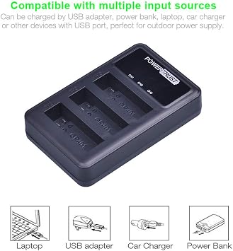 3Pcs AHDBT-401 Battery for Gopro Hero 4 AHDBT401 AHBBP-401 AHDBT 401 Digital Battery and LED 3-Port USB Charger for GoPro Hero4 HERO4 Camera
