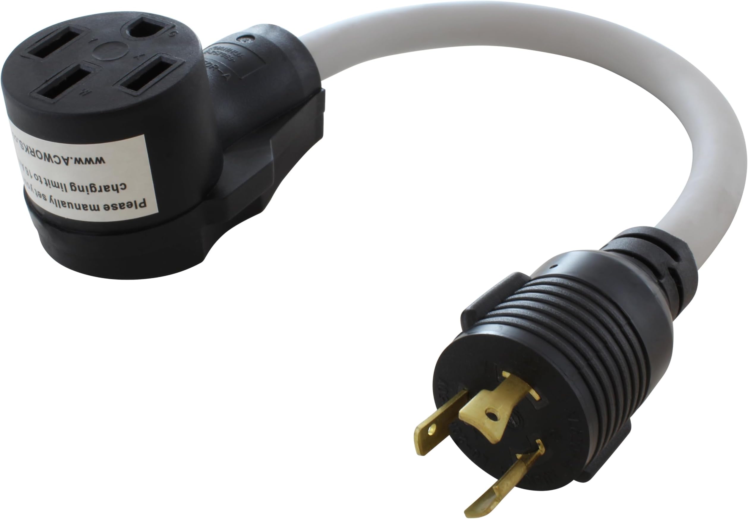 AC WORKS Electric Vehicle Charging Adapter for Tesla Use (L6-20 20A 250V Locking to Tesla)