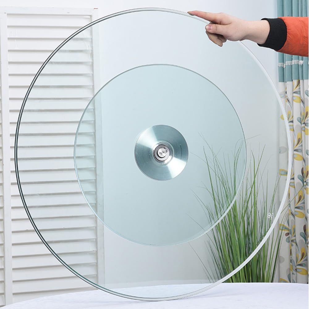 Plato Giratorio Redondo De Vidrio Lazy Susan, Bandeja Giratoria De 360°, Bandeja De Servicio Transparente, Plato De Servicio De Vidrio Templado para Mesa De Comedor(60cm (24inch))