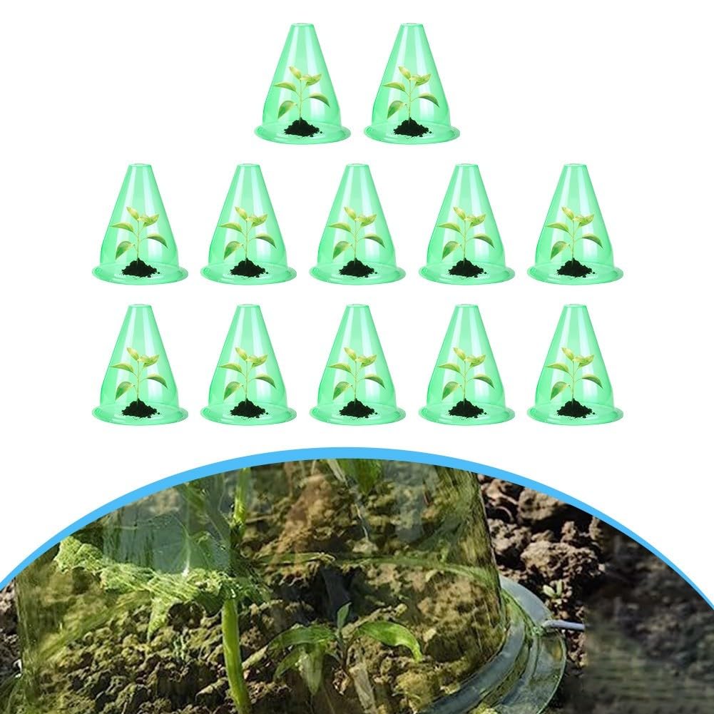 Lot de 12 cloches transparentes pour protection contre le gel, dômes de jardin réutilisables en plastique 20 x 20 x 24 cm