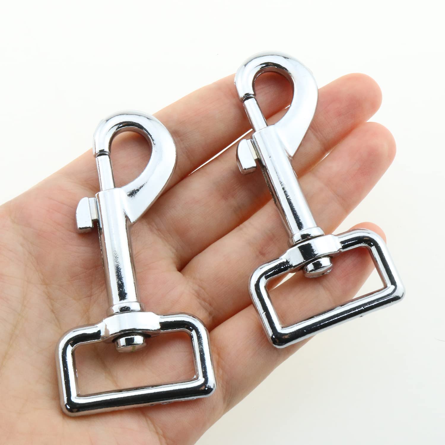 Joyzol Lot De 2 Mousquetons Pivotants Robustes Pour Laisse De Chien – 21 Mm, Verrouillables (nickel Perlé)