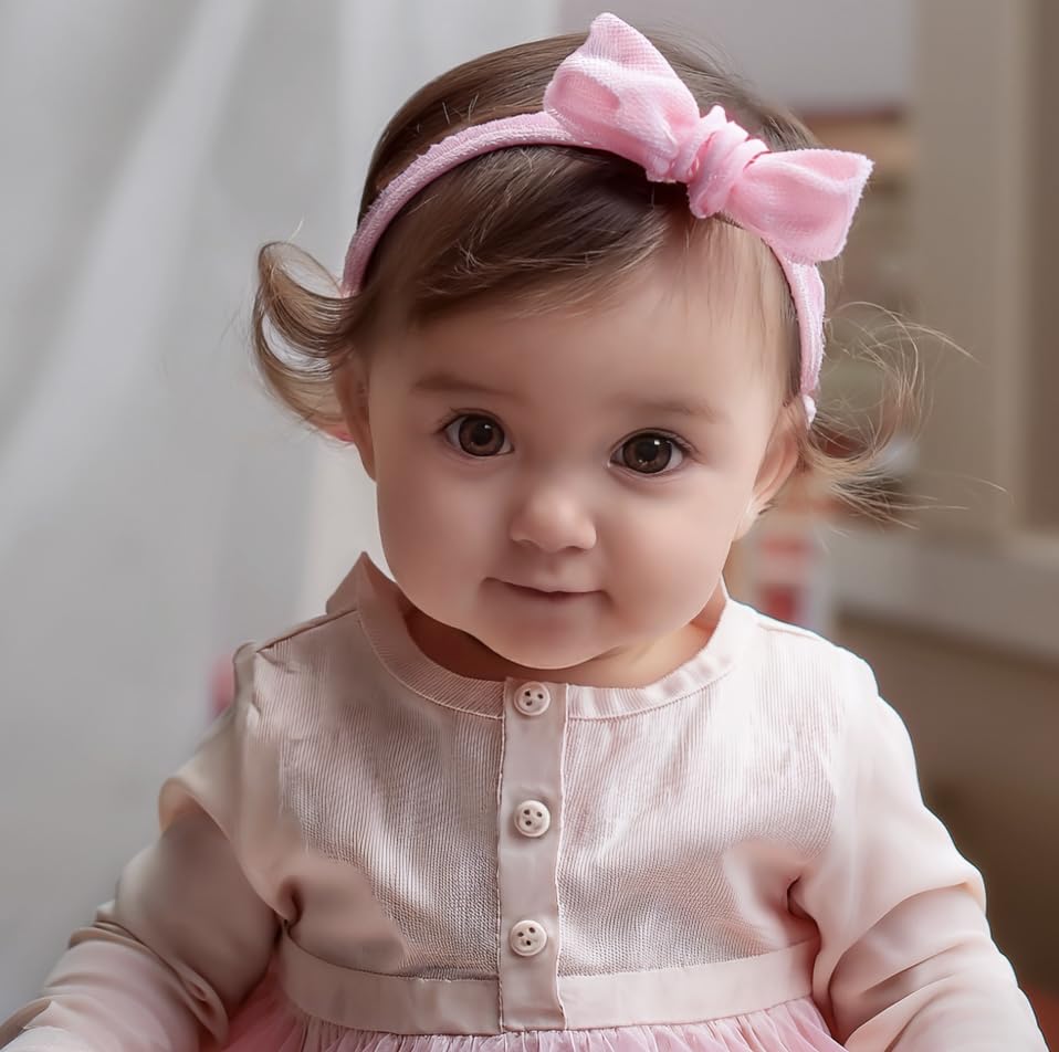 Hand Made Baby Hair Clips, Differnt Style with Adjustable Band or Small Lightweight Pin, Good for All Age, for Wedding, Birthday Photos (Pink, heart hairpin 5 pics)