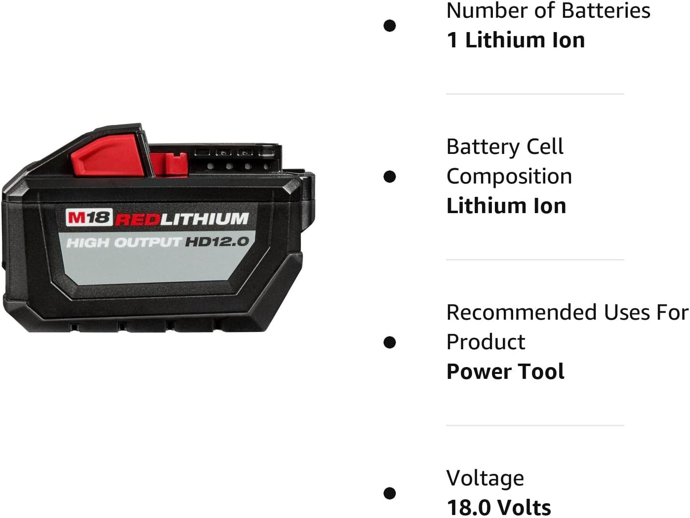 Milwaukee M18 18-Volt Lithium-Ion High Output Battery Pack 12.0Ah