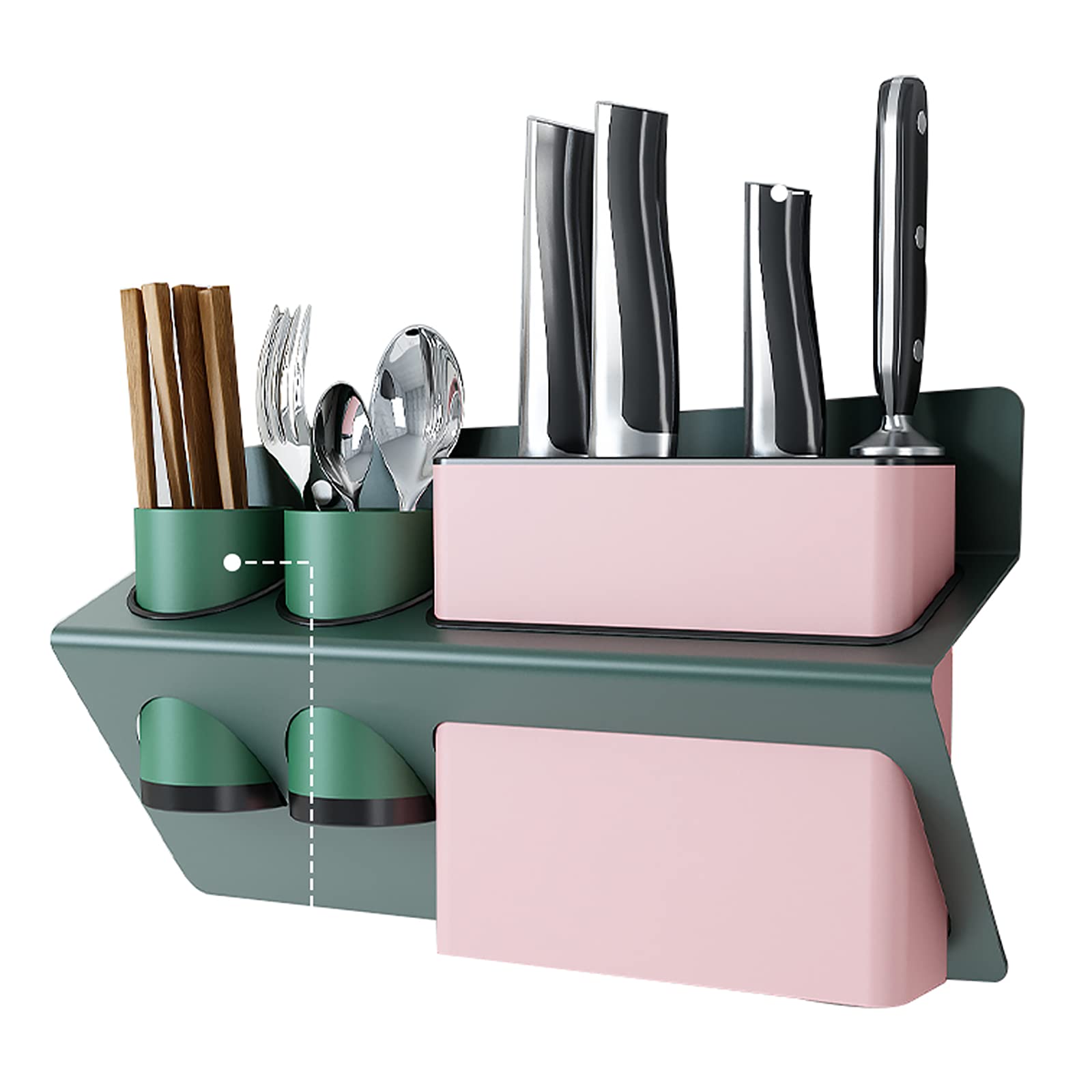 Estante de cocina de pared negro para solucionar la falta de espacio y ordenar cubiertos