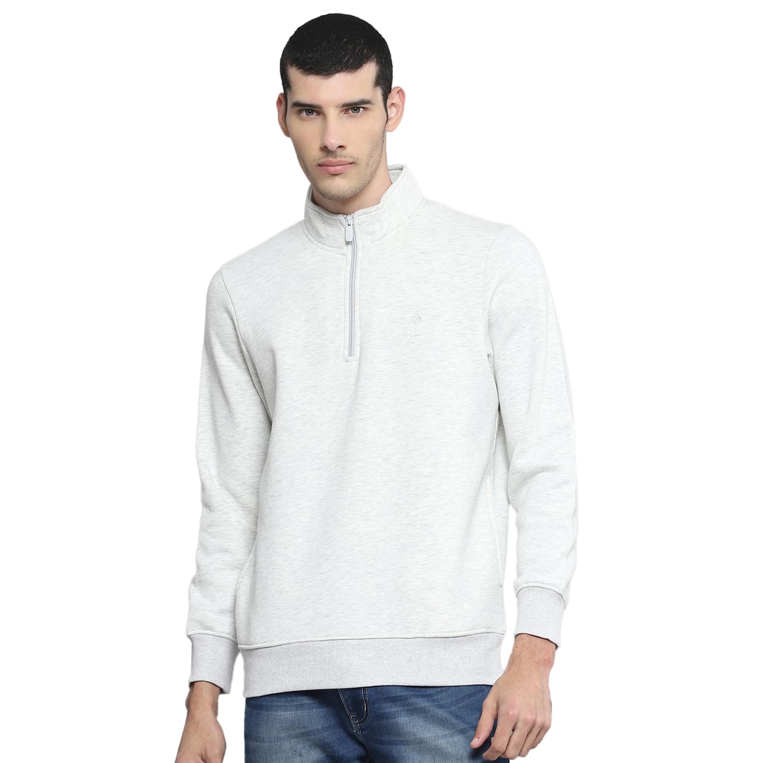 Mens Solid Black Mock Neck Full Sleeve Sweatshirt-image-38