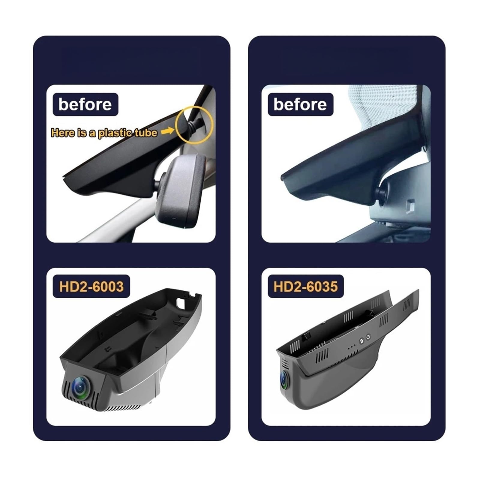 Cámara Dual para automóvil HD de 1080p, cámara para Tablero Delantera y Trasera 4K para cámara de salpicadero para BMW E chasis E60 E61 E65 E66 E70 E72 E83 E84 E88 E92 E93(HD2-6003,4K Front CAM 64GB)