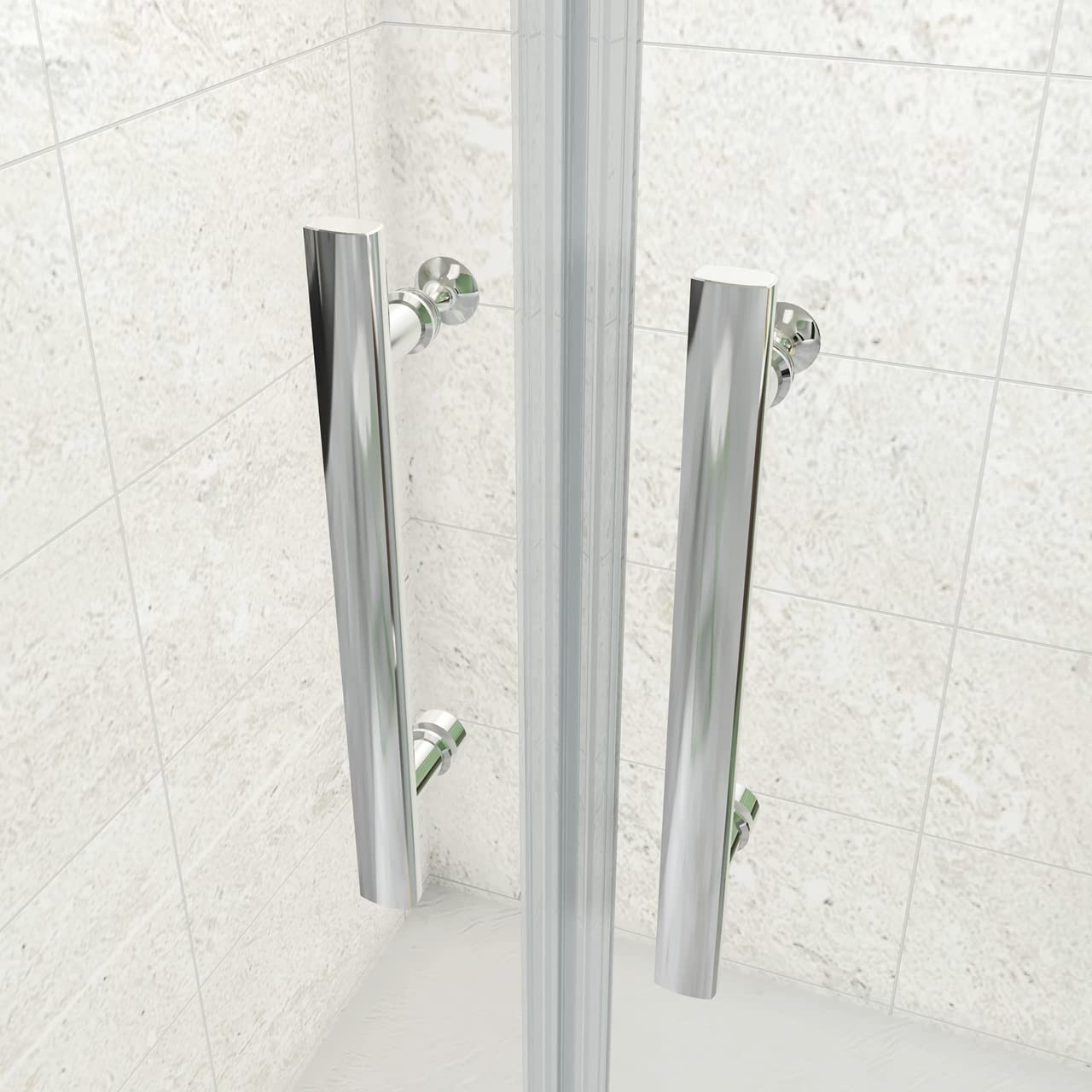 195 cm Box Doccia Angolare Porta Battente Saloon 90 cm Parete Fissa 70 cm Vetro da 6 mm Temperato Anticalcare Barra Stabilizzatrice 45 cm Cromo Lucido
