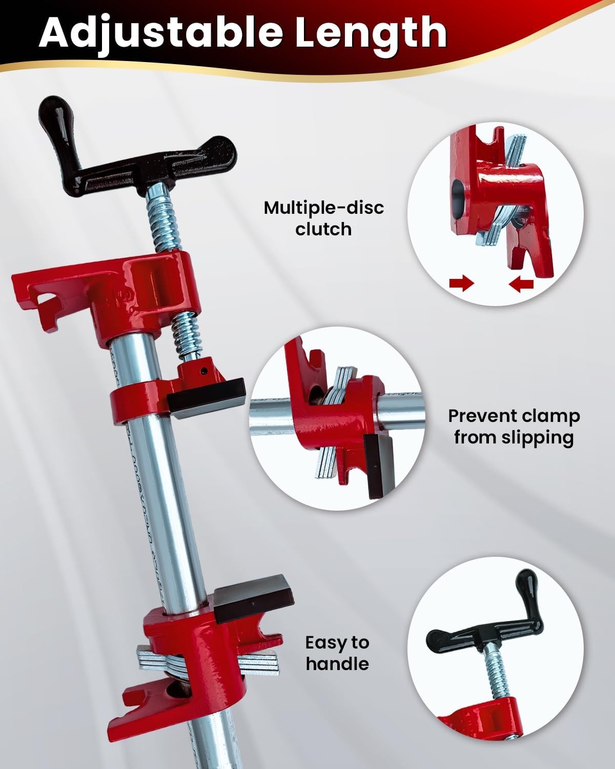 Pipe Clamps 3/4 inch Pipe Clamps for Woodworking Ideal for Carpentry, Home Improvement, and DIY Projects (3/4" with Feet & Pads)