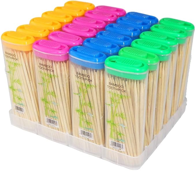 Jamboree!!! Bamboo Wooden Toothpicks, Travel Portable, Portable Bamboo Stick. (24 Boxes)
