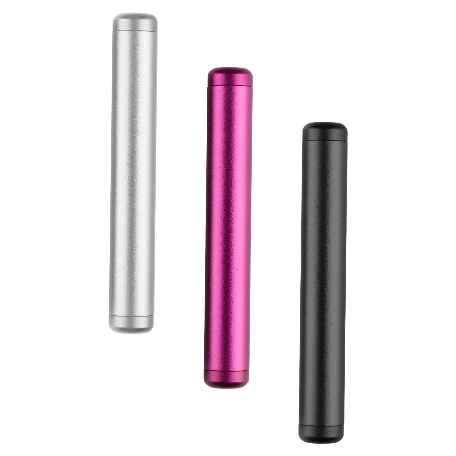 Hopzab 3PCS 110mm Aluminium Smell Proof Tubes, Discreet Storage Cases in Black, Silver, Purple, Airtight Portable Containers for Small Items, Travel Friendly Design