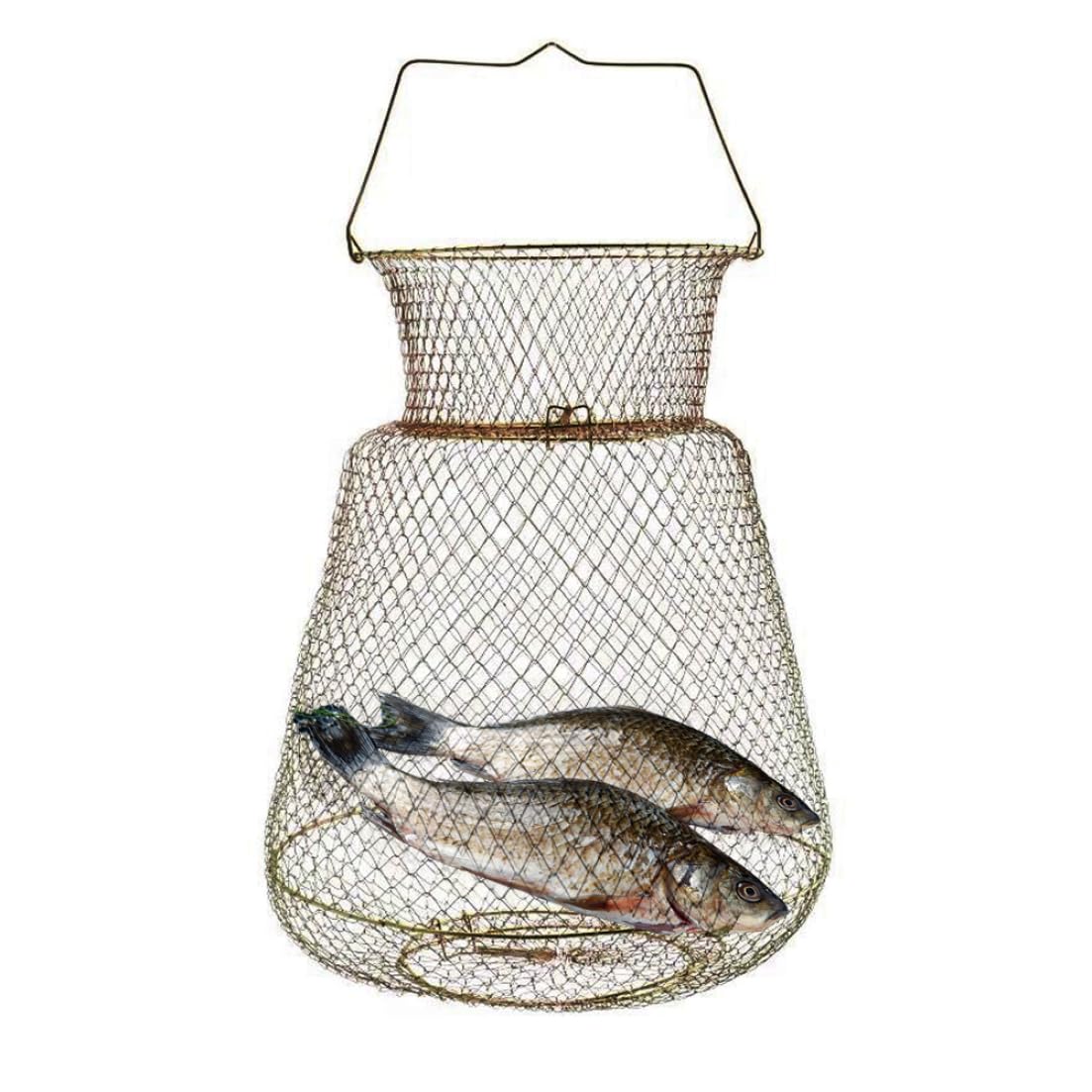 Cesto di Granchio di Pesce in Filo, Cesto di Granchio di Pesce Metallico Pieghevole Portatile da 38 cm a Aragosta di Pesca in Metallo con Impugnatura, pentola per Pesca in Acciaio