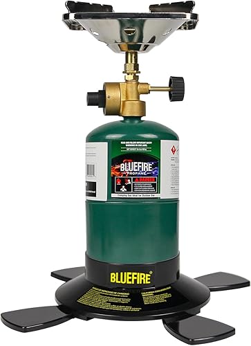 Miniatura 4 de BLUEFIRE Soporte de cilindro de gas de combustible de doble uso para acampar y soldar con forma de estrella, base de botella de propano MAPP MAP