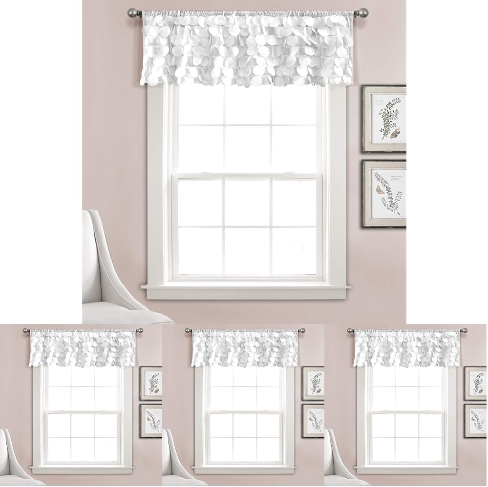 Lush Decor Lush Décor, White Gigi Valance Textured Window Kitchen Curtain (Single), 70" W x 14" L (Pack of 4)
