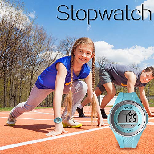 10 ATM Waterproof Sports Watch Boys Girls Swimming Diving Watch 100m Underwater with Stopwatch, Chronograph, Alarm, Dual Time Zone, 12/24 Hours Format (W59-CUS-BK)3