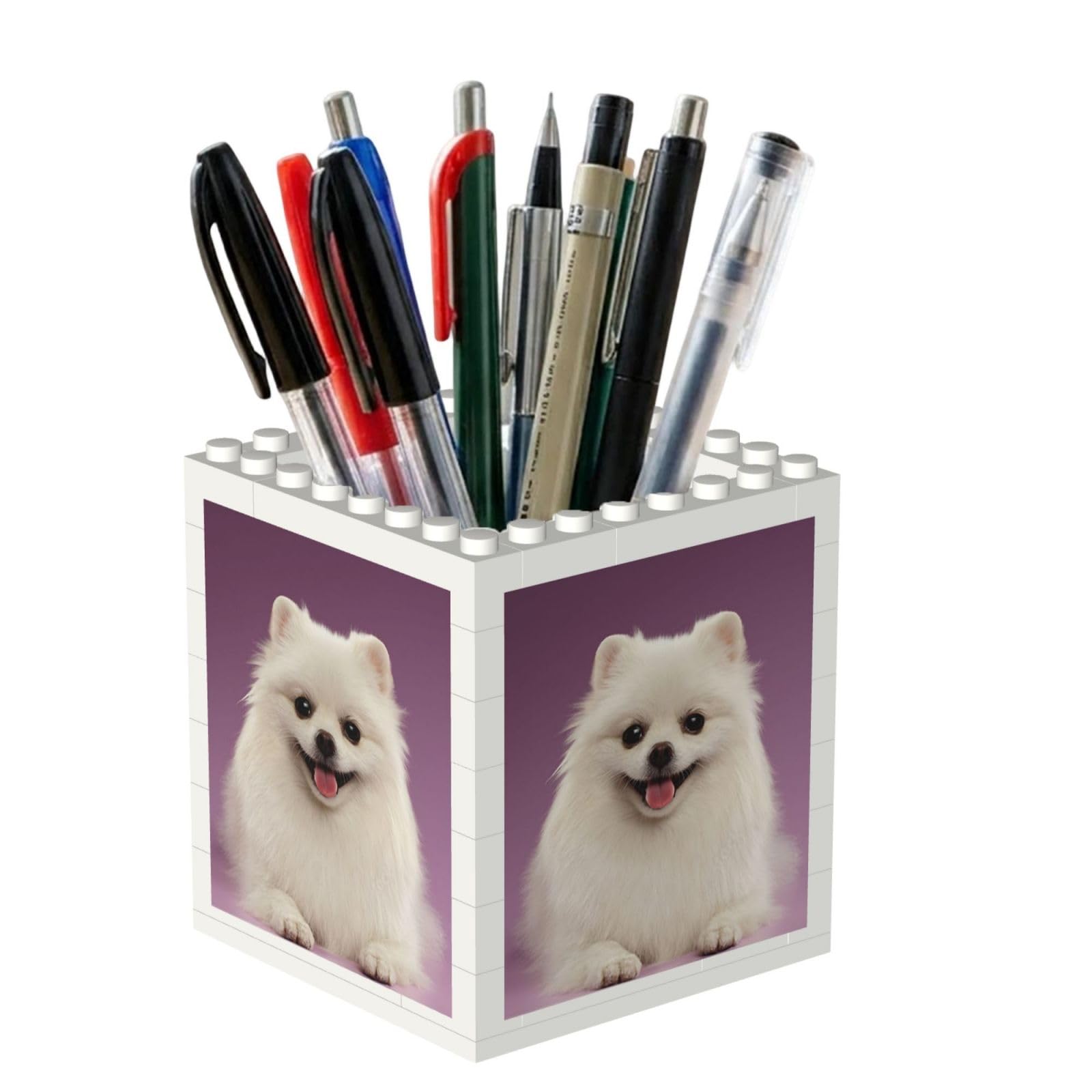 Poadnly Pomeranian Dog Pattern, Pen Pot Pencil Holder for Office Home School, Compact Desk Organiser for Office Stationery