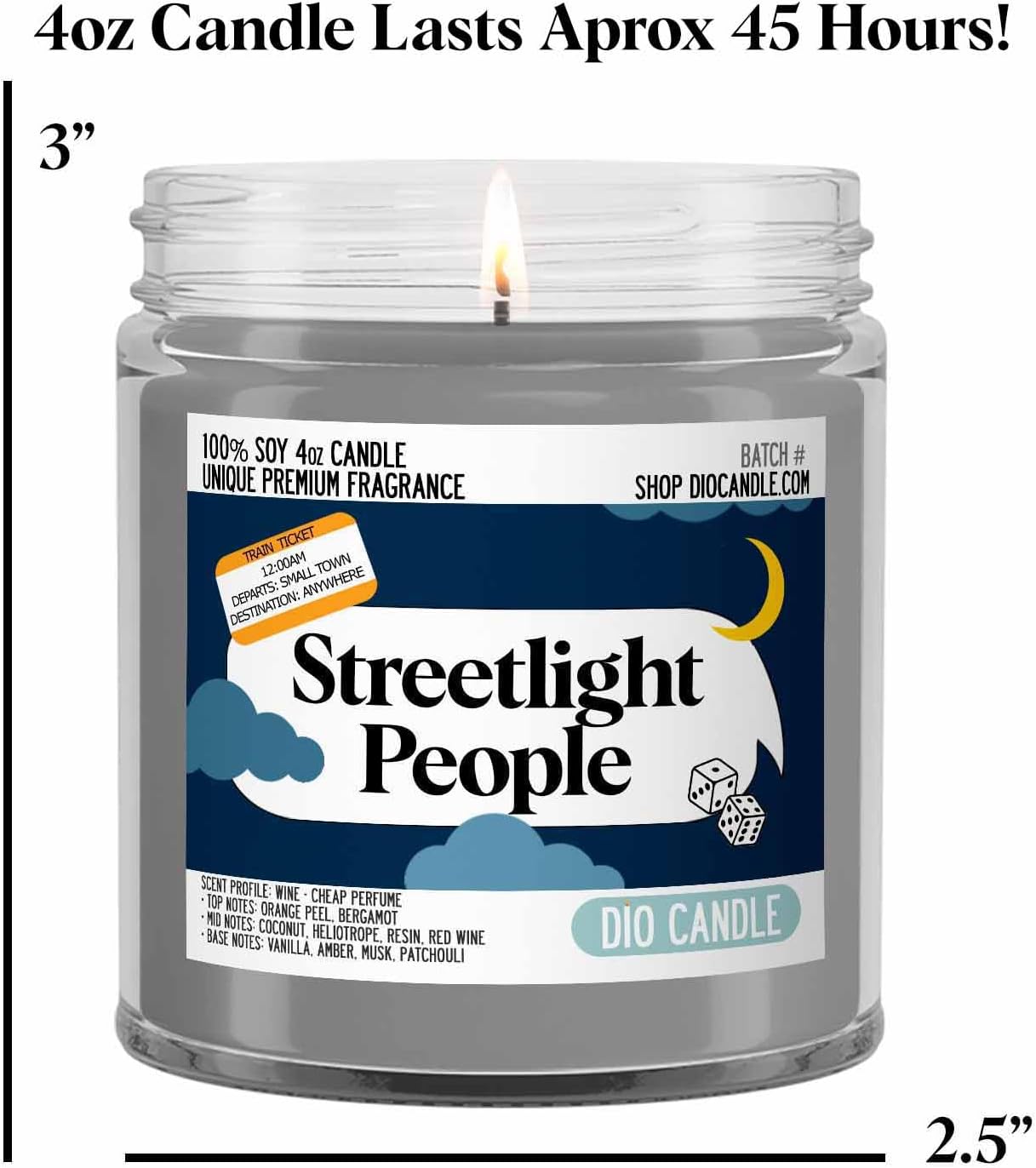Streetlight People Scented Candle - Smells Like Wine - Cheap Perfume - 100% Naturally Vegan Soy and Premium Fragrance | Great Gift | Handmade in Denver, Colorado (4oz Glass Jar)
