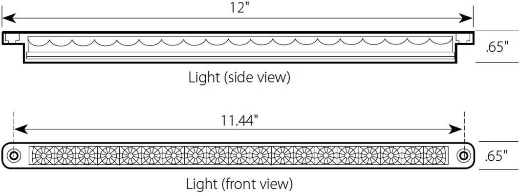 GG Grand General 76386 Red/Clear 12 Inch 19-Led Flush Mount Light Bar, Lens, 3 Wires