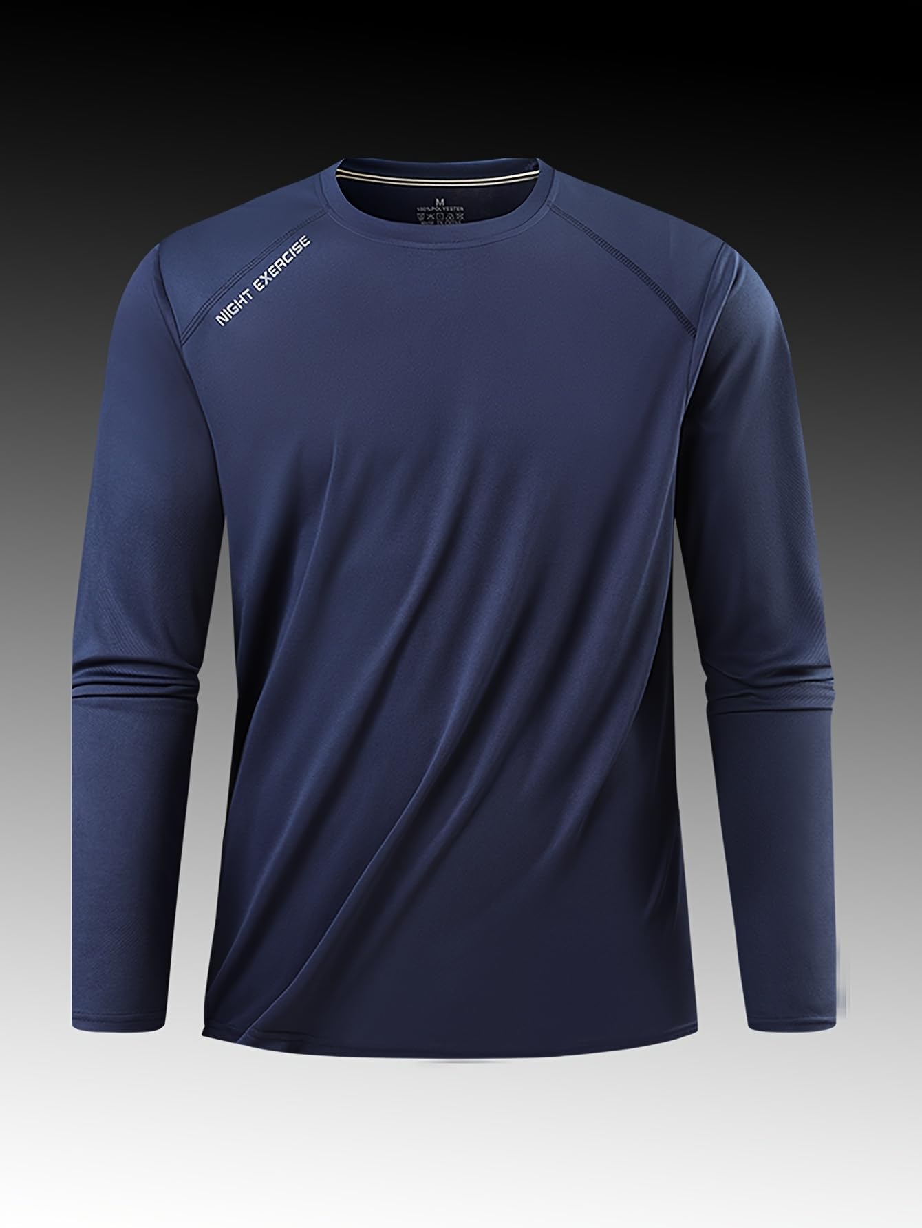 Men's Long Sleeve Sweatshirt, Lightweight Breathable Quick Dry Workout Sweatshirt for Training Running, Blue