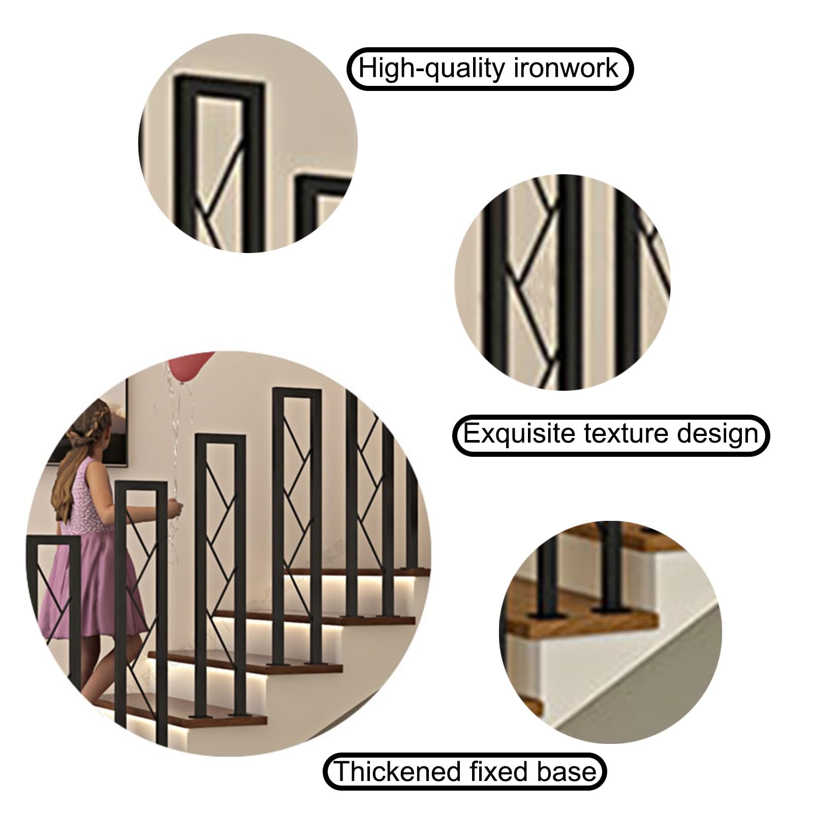 Escalier industriel en fer, garde-corps de sécurité antidérapant pour intérieur/extérieur, idéal pour les personnes âgées, les enfants, les handicapés, 100 cm
