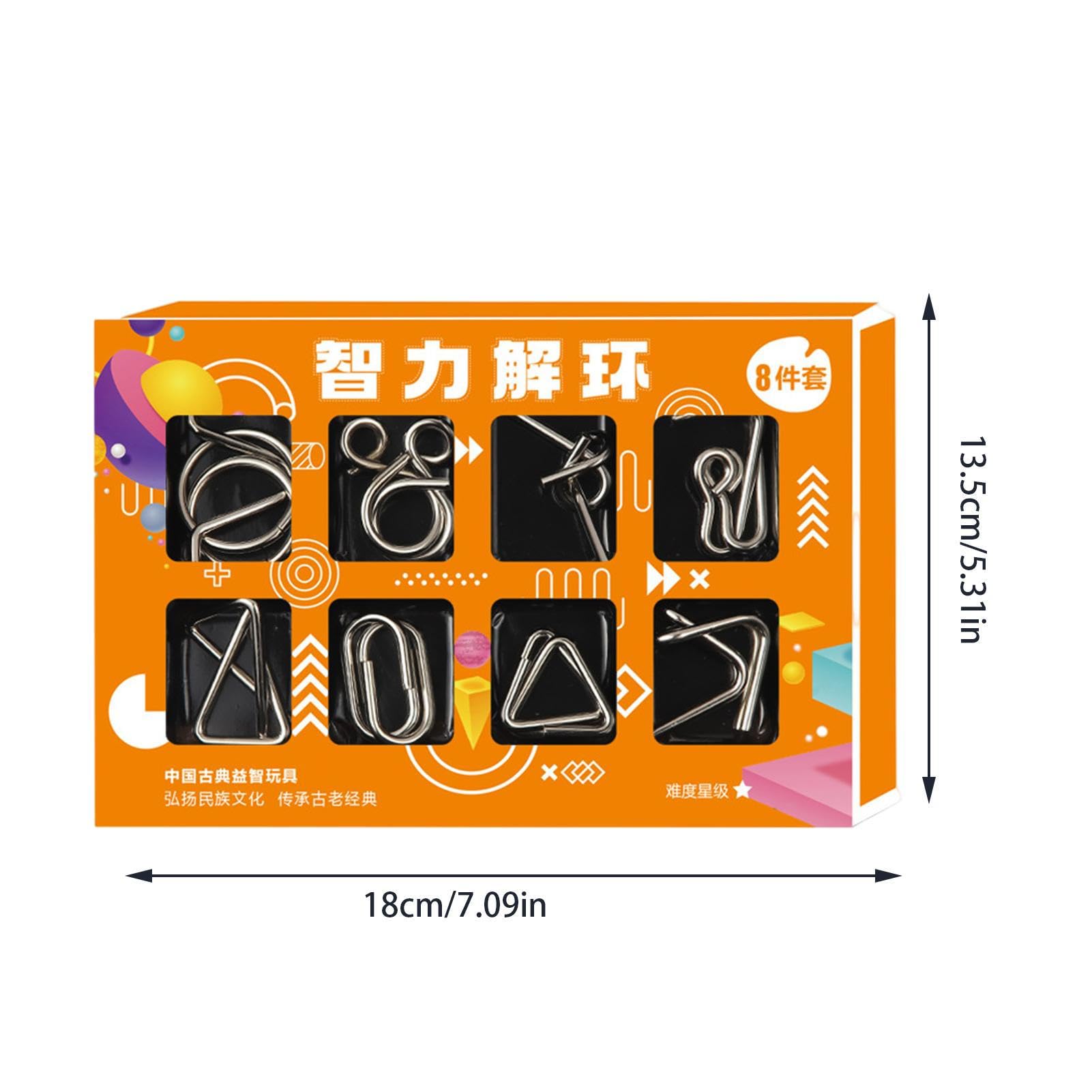 POCHY 8 Puzzles Métal IQ – Casse-Tête Anneaux Chinois – Jeu De Déverrouillage – Cadeau Défi Adultes Et Enfants – Niveaux De Difficulté Variés