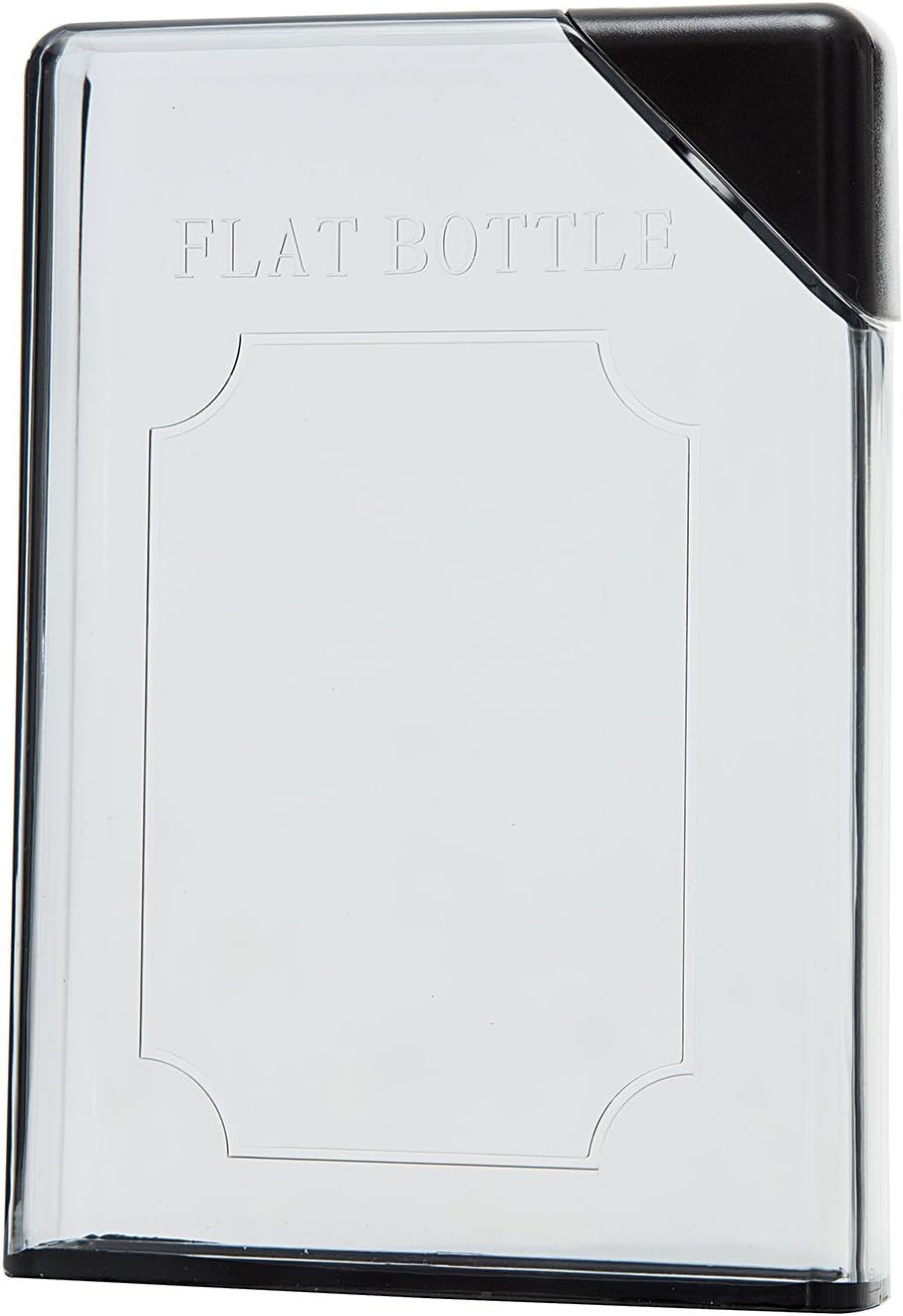 Rectangular Leak Resistant BPA-Free Flat Slim Design Water Bottle Beverage/Drinking Container Flask - Black - Easy to Store