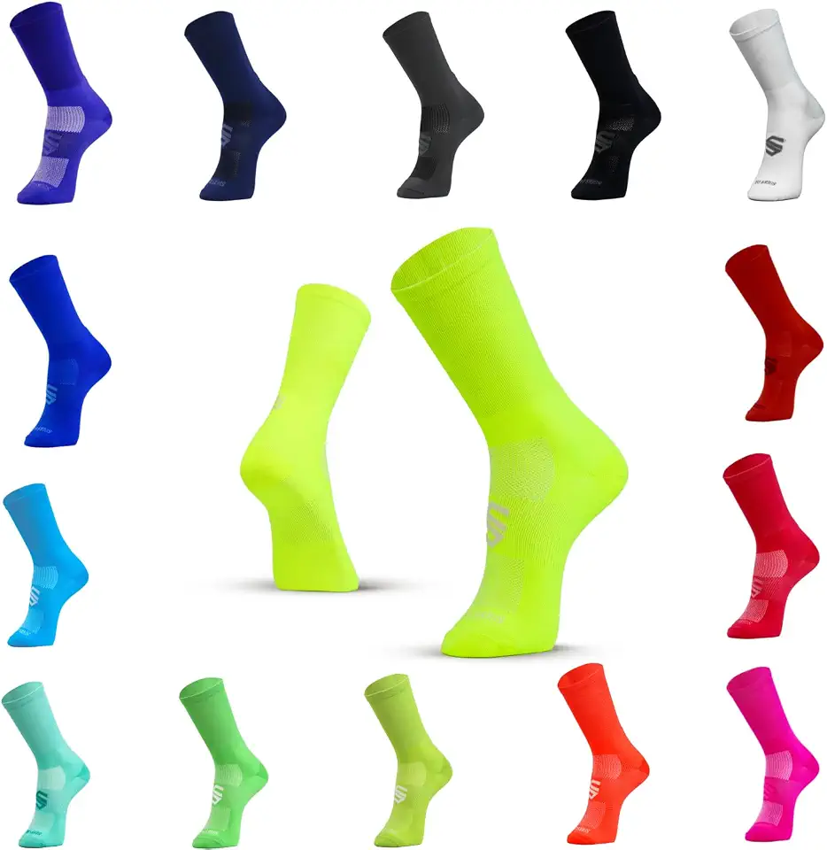 Meia Esportiva Socks Co, Cano Longo, Poliamida, Respirável, para Corrida e Ciclismo, Unissex, Múltiplas Cores