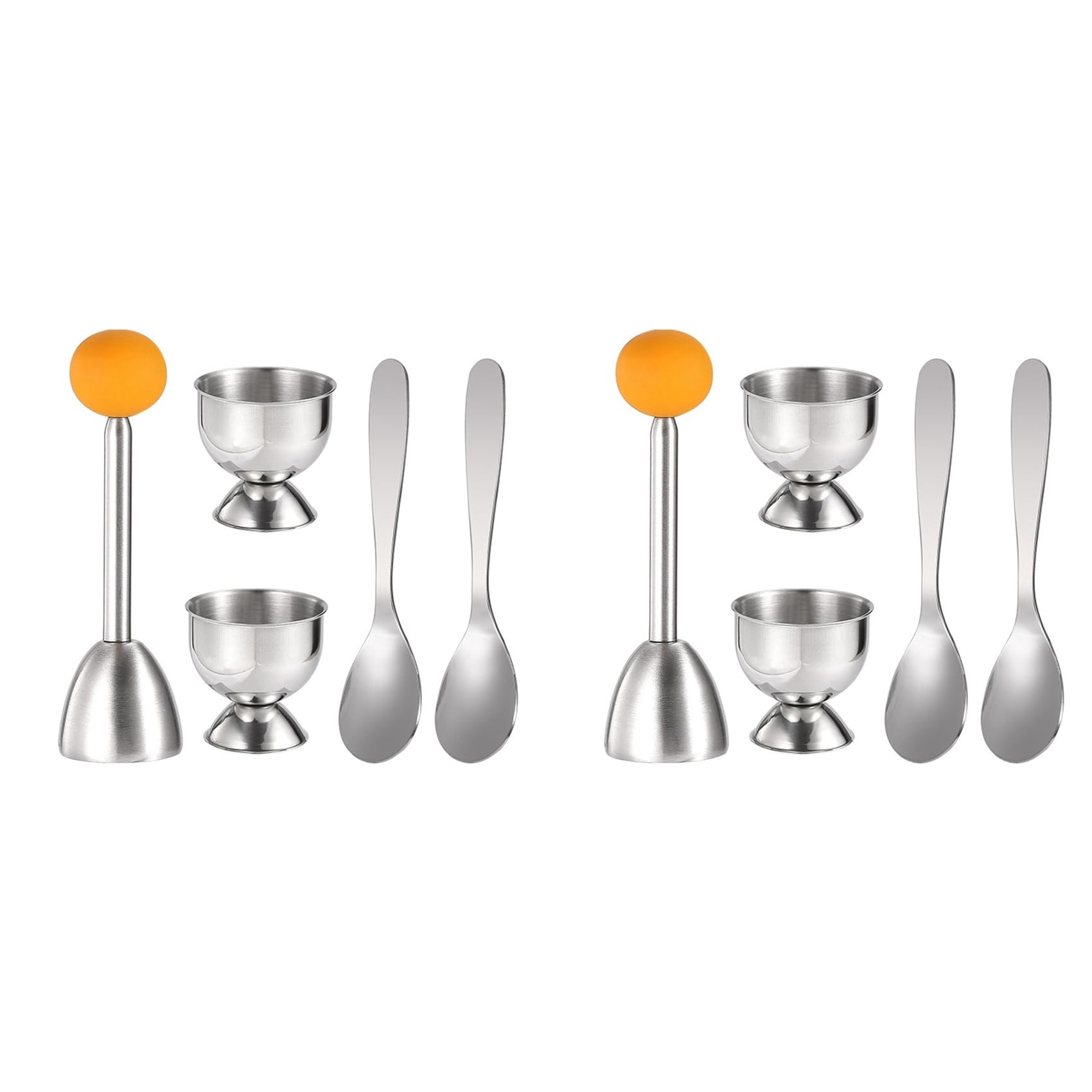 Hndhbfgrt Egg Cracker Topper Set Soft Hard Boiled Eggs Separator Tool 4 Egg Cups,4 Metal Spoons&2 Soft Boiled Egg Cutter or Opener