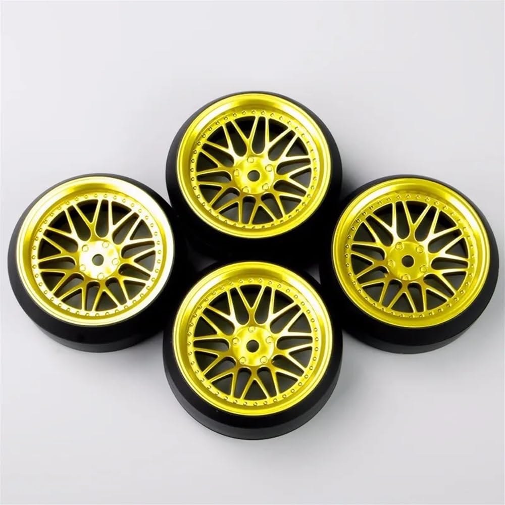 1 set di 4 pneumatici e cerchioni RC da drift in scala 1/10, offset 6 mm, esagonale 12 mm, compatibile con vari modelli di auto.
