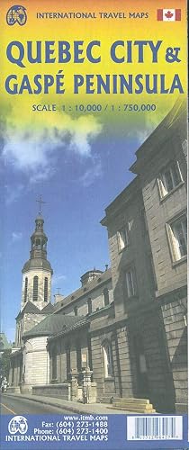 Quebec City &amp; Gaspe Peninsula Travel Reference Map 1:10K/1:750K