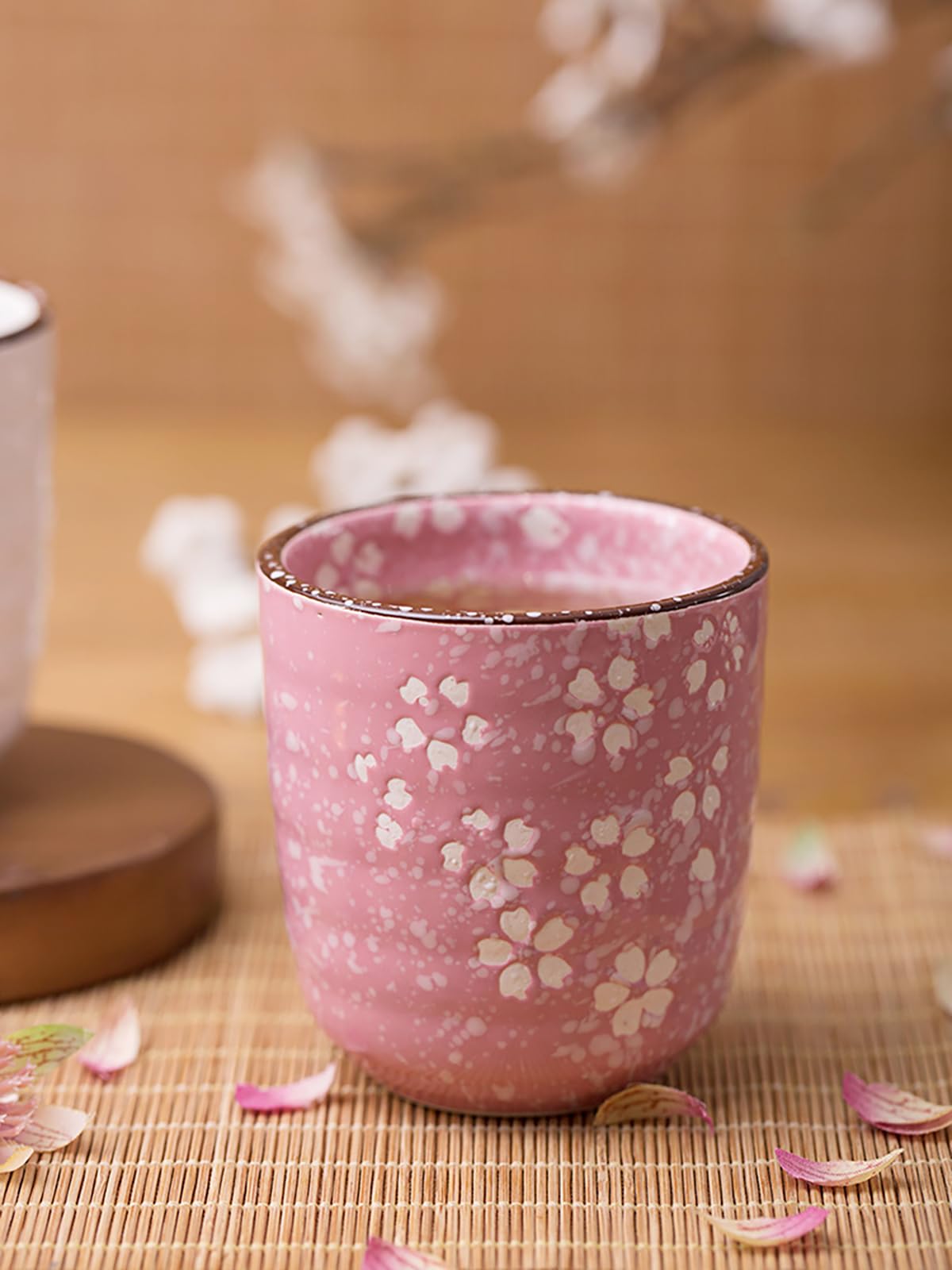 Amazon | SHIHEER 湯呑 2個セット 湯呑み 湯のみ 桜 直径7.4×高さ7.8cm