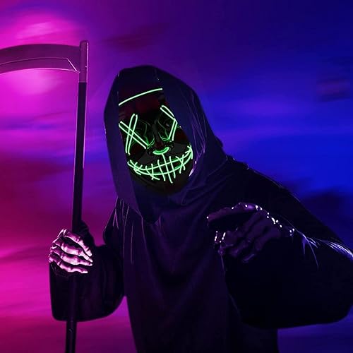Miniatura 6 de NICEMOVIC Máscara de Halloween con luz LED para Halloween Festival Máscara LED