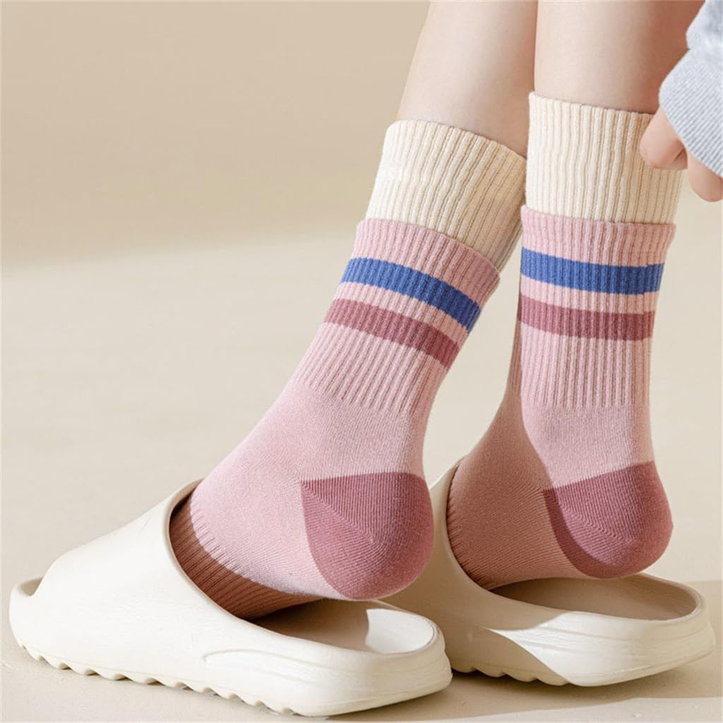 Sports Vitality Contrasting Striped Boneless Mid Length Socks