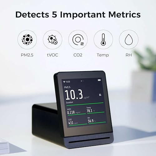 Miniatura 2 de Qingping Monitor de calidad del aire, medidor de calidad del aire interior detecta PM2.5, temperatura, CO2 y humedad, sensor inteligente de calidad