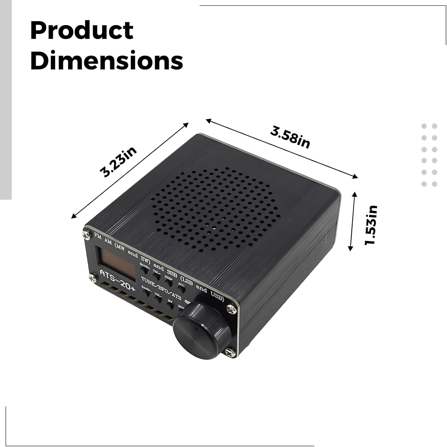 Portable Radio Ats-20+ Si4732, All Band Fm Am Mw Sw SSB (Lsb & USB), Digital Dsp, 1000Mah Battery with USB-C Charging, External Antenna, Display Clear, Design Compact Metal
