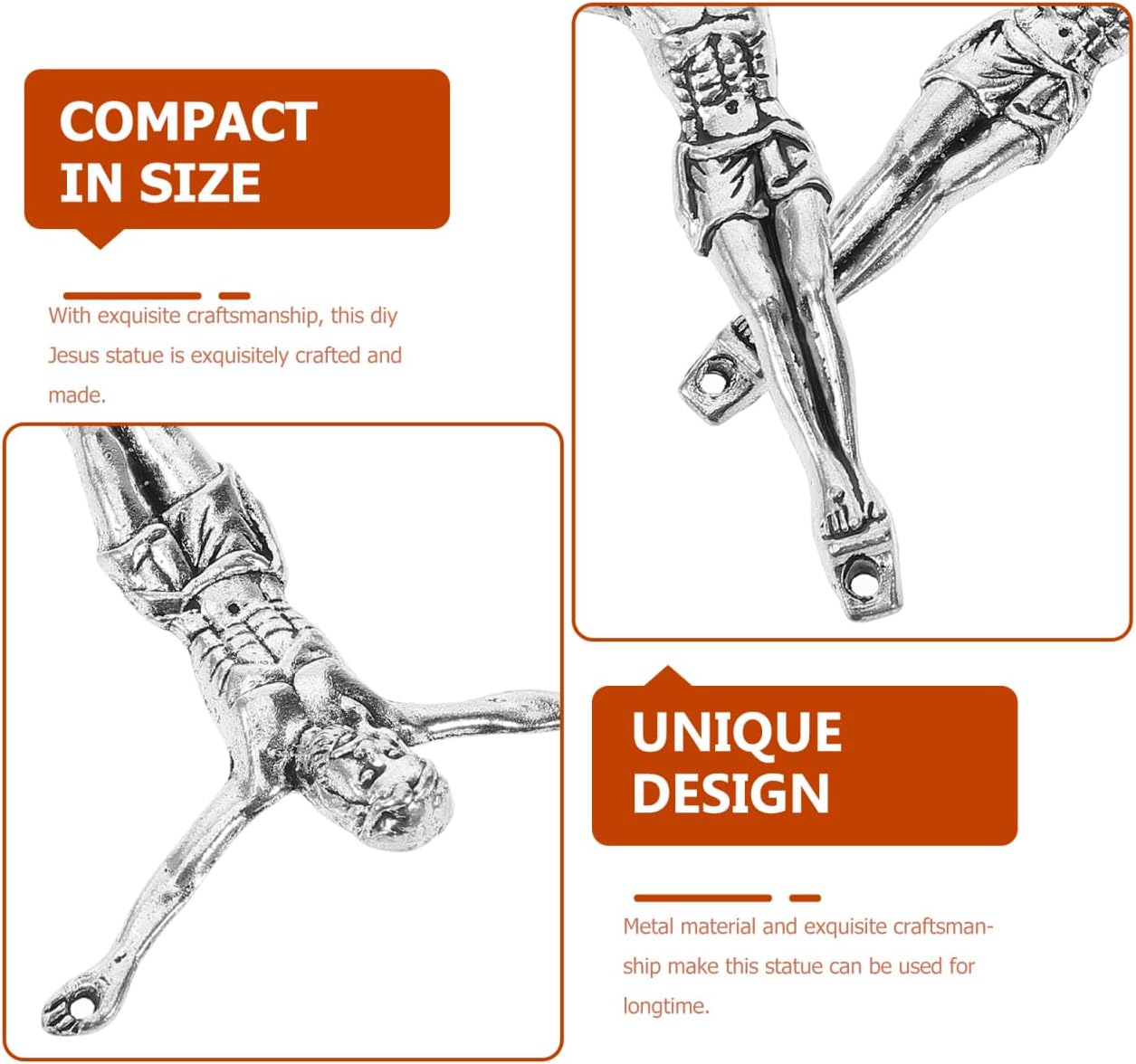 Cabilock 2 Pcs Jesus Crosses Crucifix Figurine Religious Jesus Statue Holy Catholic Sculpture to Hang on Crosses for Diy Crucifix s Wall Decor - Image 2