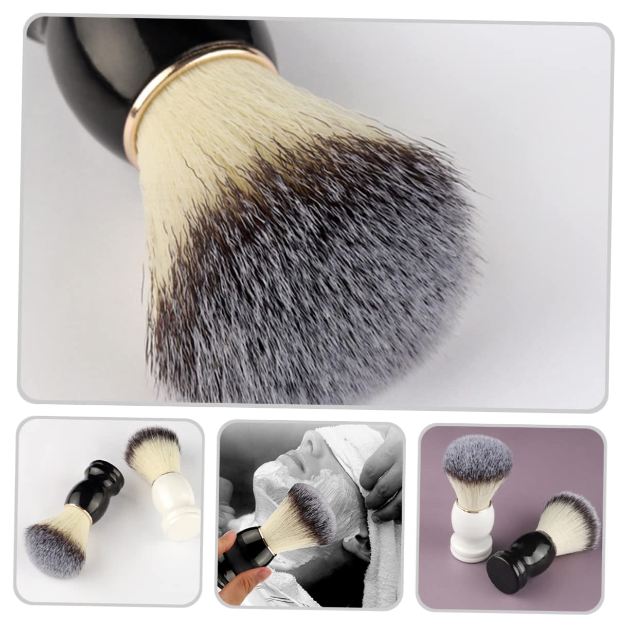 FRCOLOR Lot De 3 Brosses De Rasage pour Hommes Brosse À Barbe Et Moustache Accessoires De Nettoyage Multi-usages 2 Pièces X 3