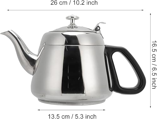 Miniatura 5 de Tetera de acero inoxidable de 1.5L/2L, tetera de té de hojas, tetera de agua caliente con filtro, infusor extraíble, estufa, teteras de té (2 litros)